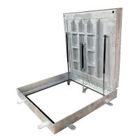 Люк под брусчатку Проспект-Ц оцинкованный с монтажными пластинами усиленный на выносных петлях с газлифтами